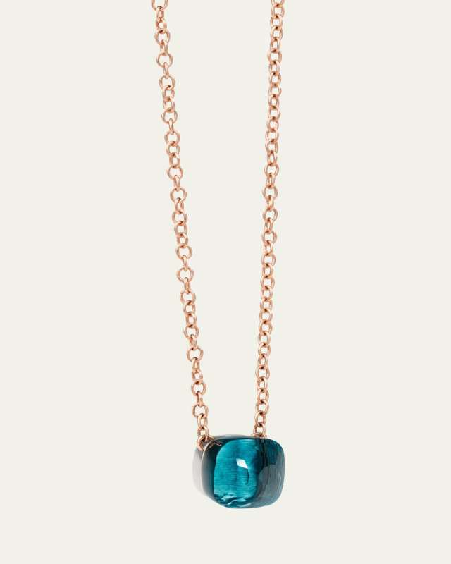 18K Gold Nudo London Blue Topaz Pendant Necklace